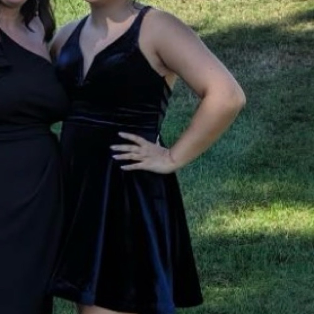 Navy blue velvet dress